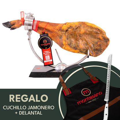 Jamón de bellota ibérico 50% raza ibérica + cuchillo y delantal