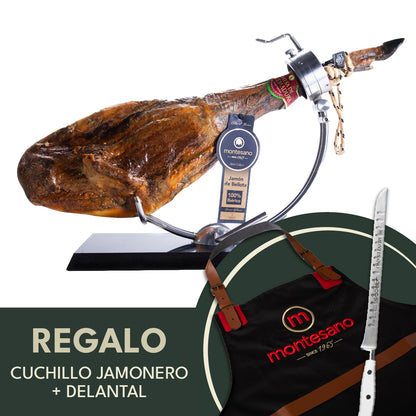 Jamón de bellota 100% ibérico D.O.P Dehesa de Extremadura + cuchillo y delantal