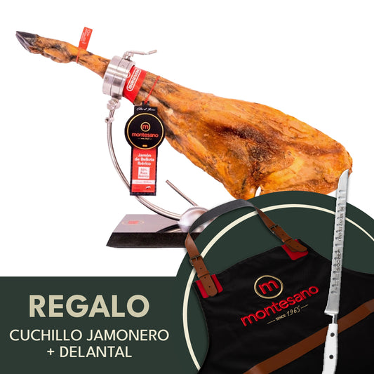 Jamón de bellota ibérico 50% raza ibérica + cuchillo y delantal